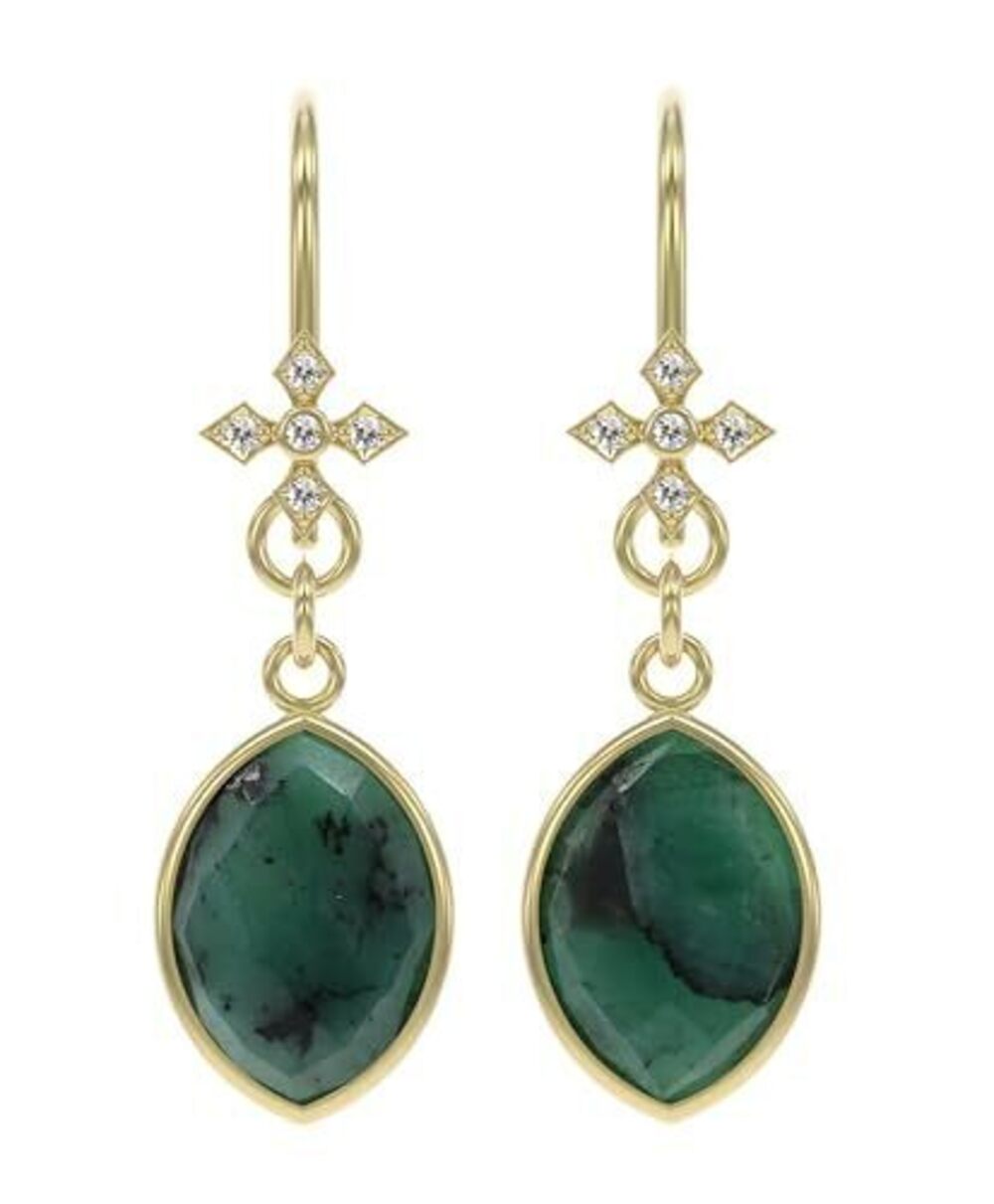 6933 Emerald Earrings in Marquise Shape - 18K Gold Vermeil, Certified 925